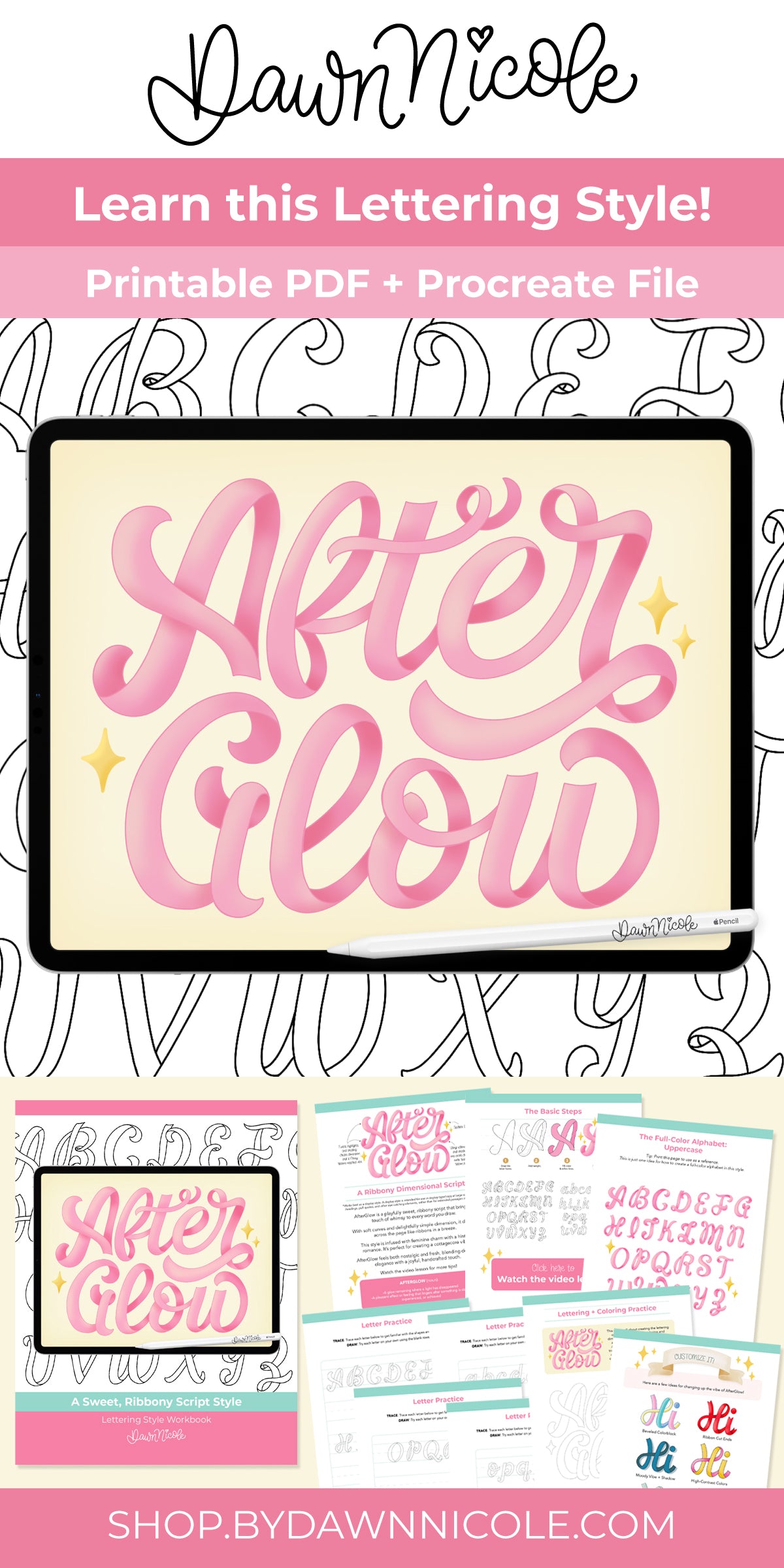 AfterGlow Lettering Style Workbook