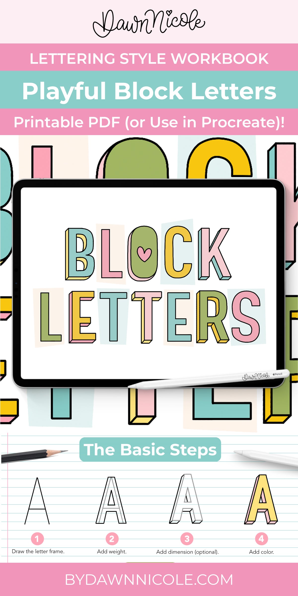 NEW! Block Lettering Style Workbook