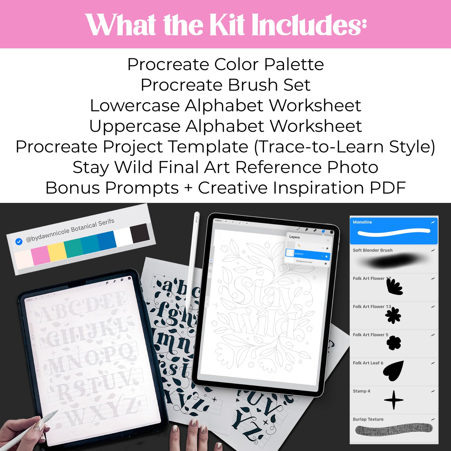 Botanical Serifs Procreate Project Kit - ON SALE!