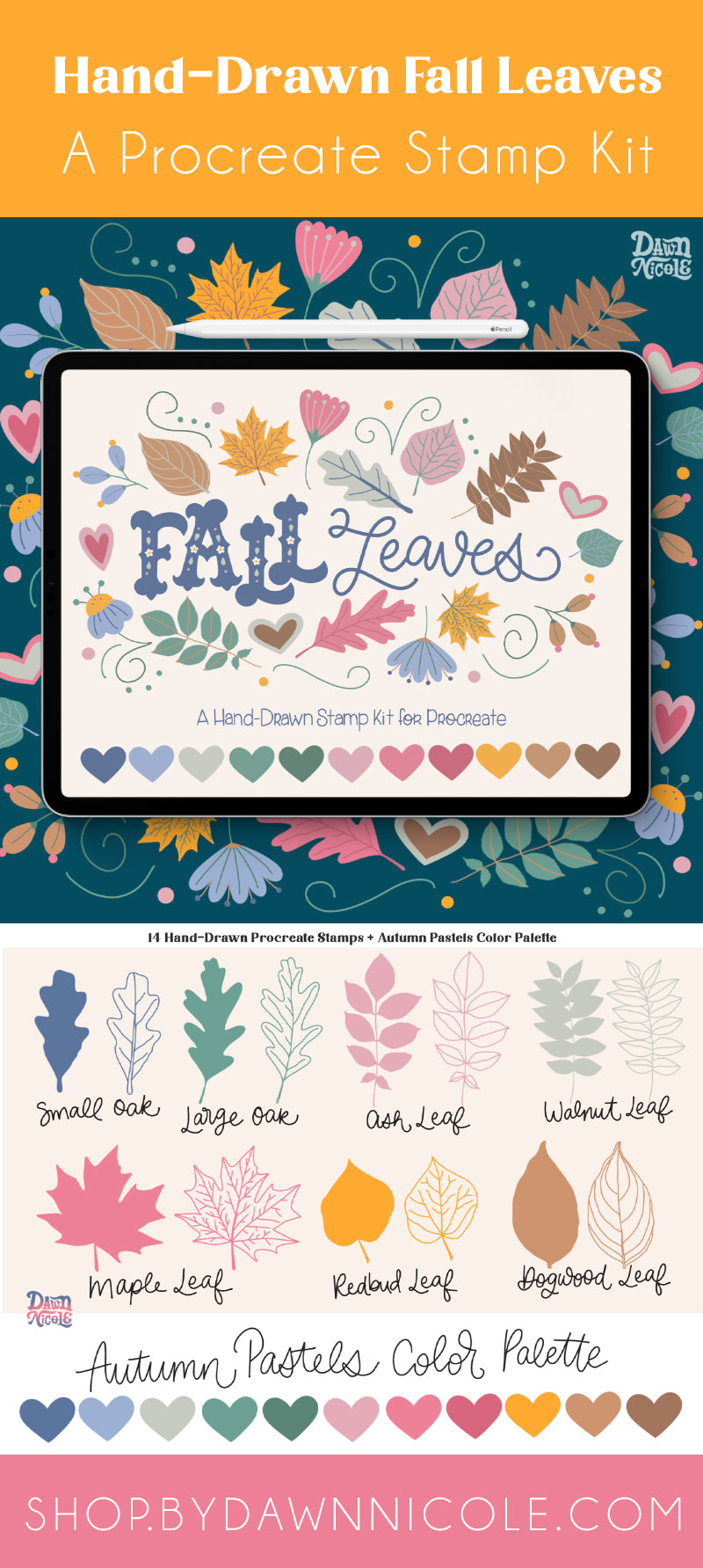 Fall Leaves Mini Stamp Kit for Procreate