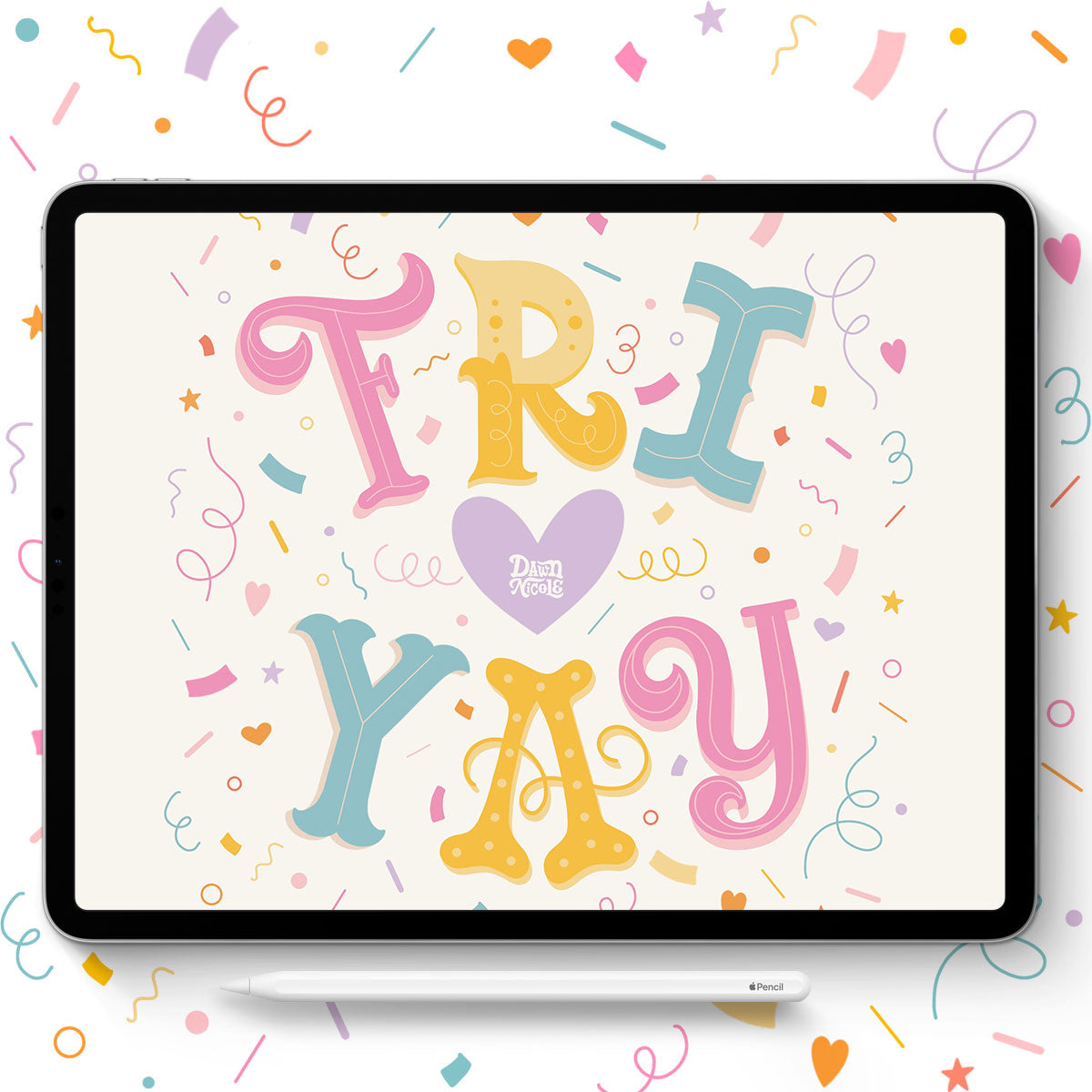 Confetti Lettering Art + Animation in Procreate - ON SALE!