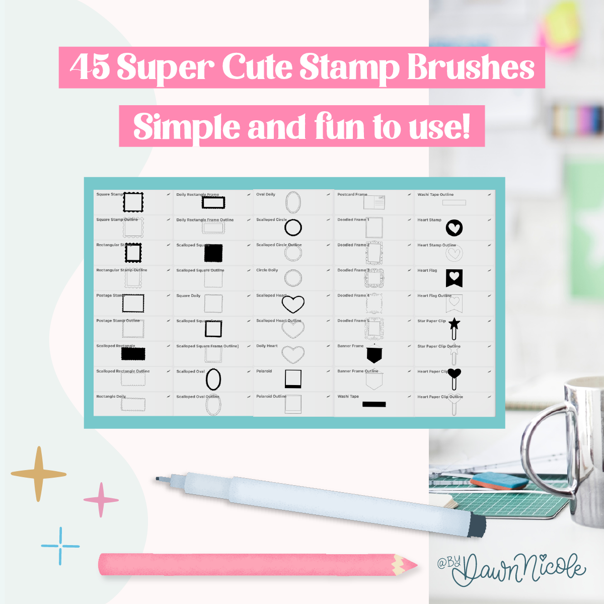 Super Cute Collage Stamp Kit for Procreate