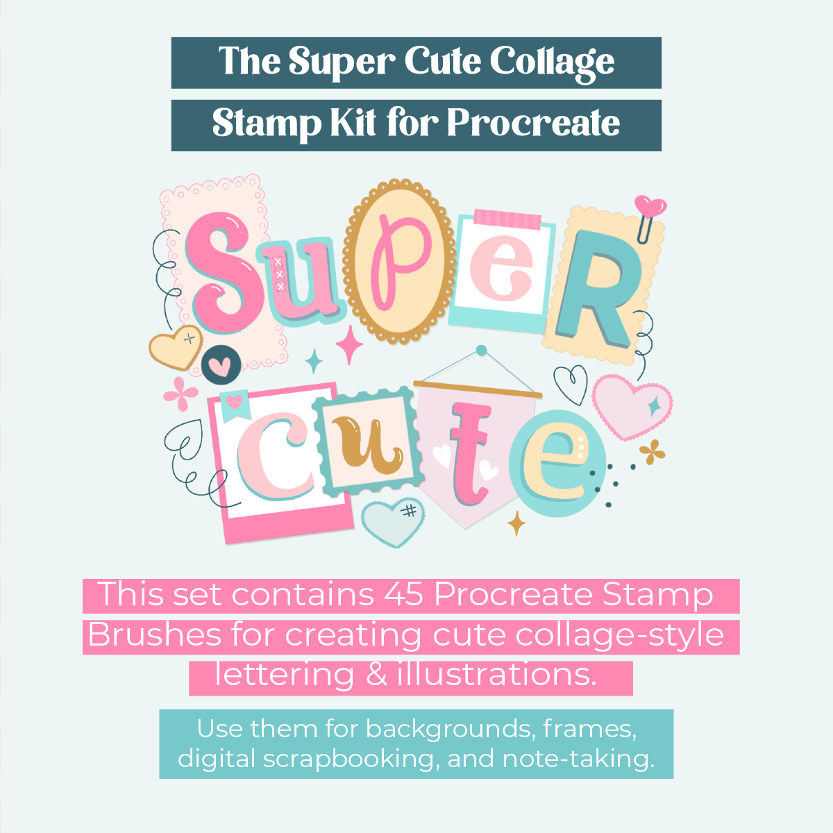 Super Cute Collage Stamp Kit for Procreate