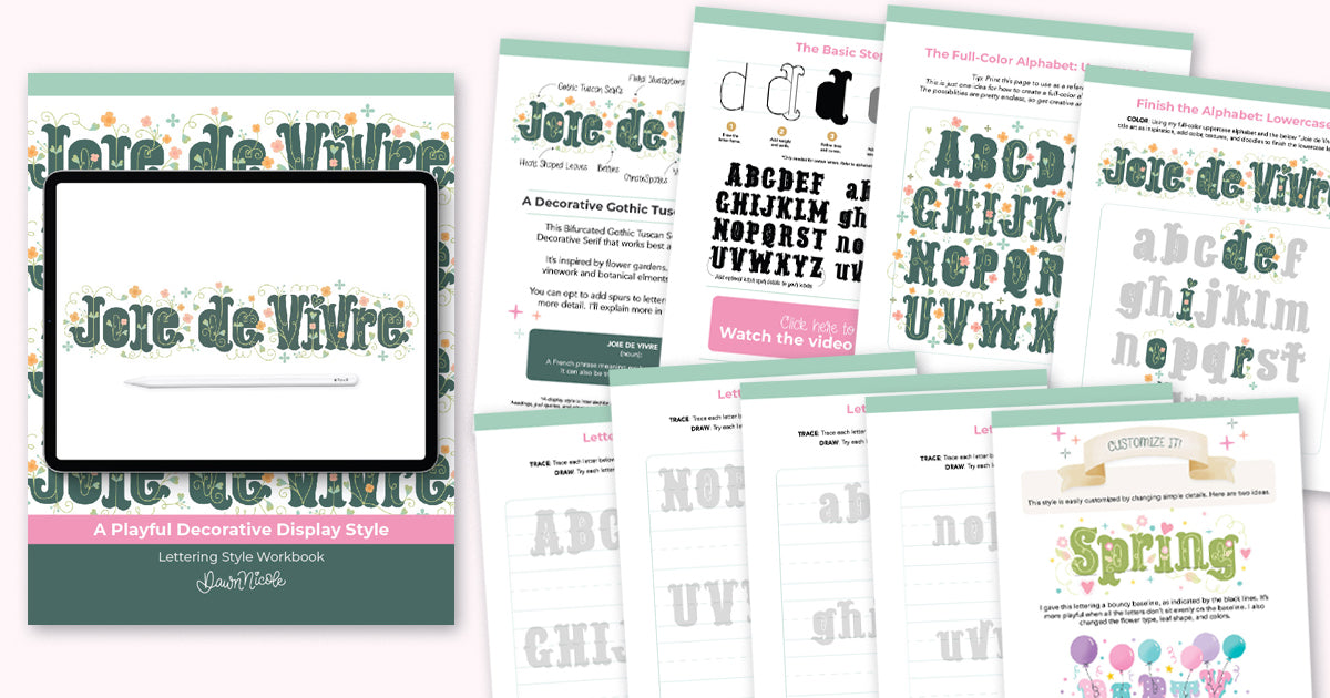 Joie de Vivre Lettering Style Workbook