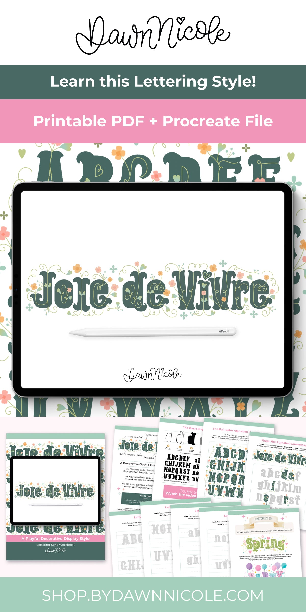 Joie de Vivre Lettering Style Workbook
