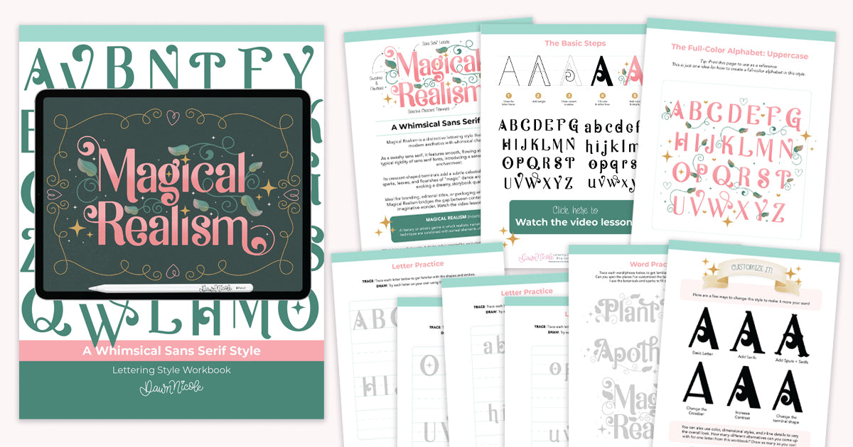 Magical Realism Lettering Style Workbook