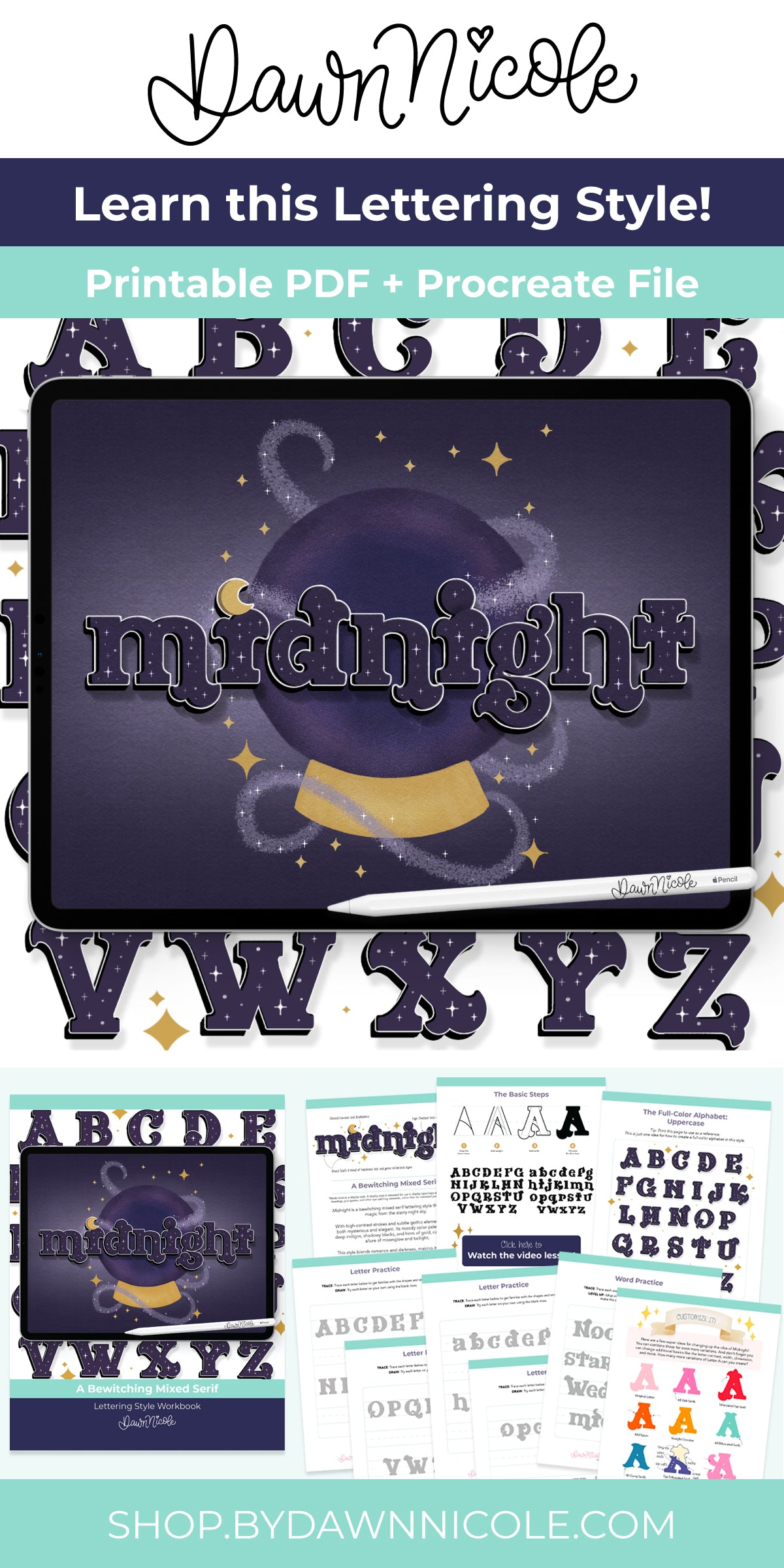 Midnight Lettering Style Workbook