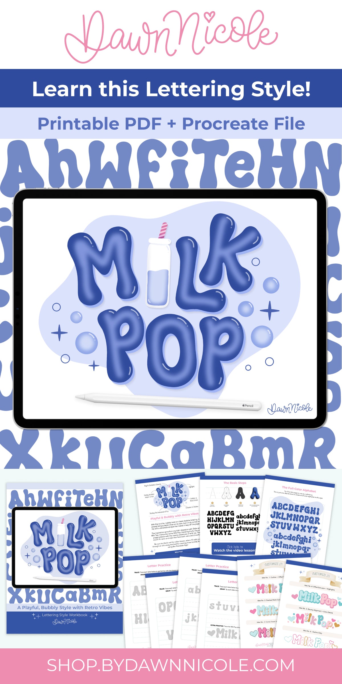 Milk Pop Lettering Style Workbook