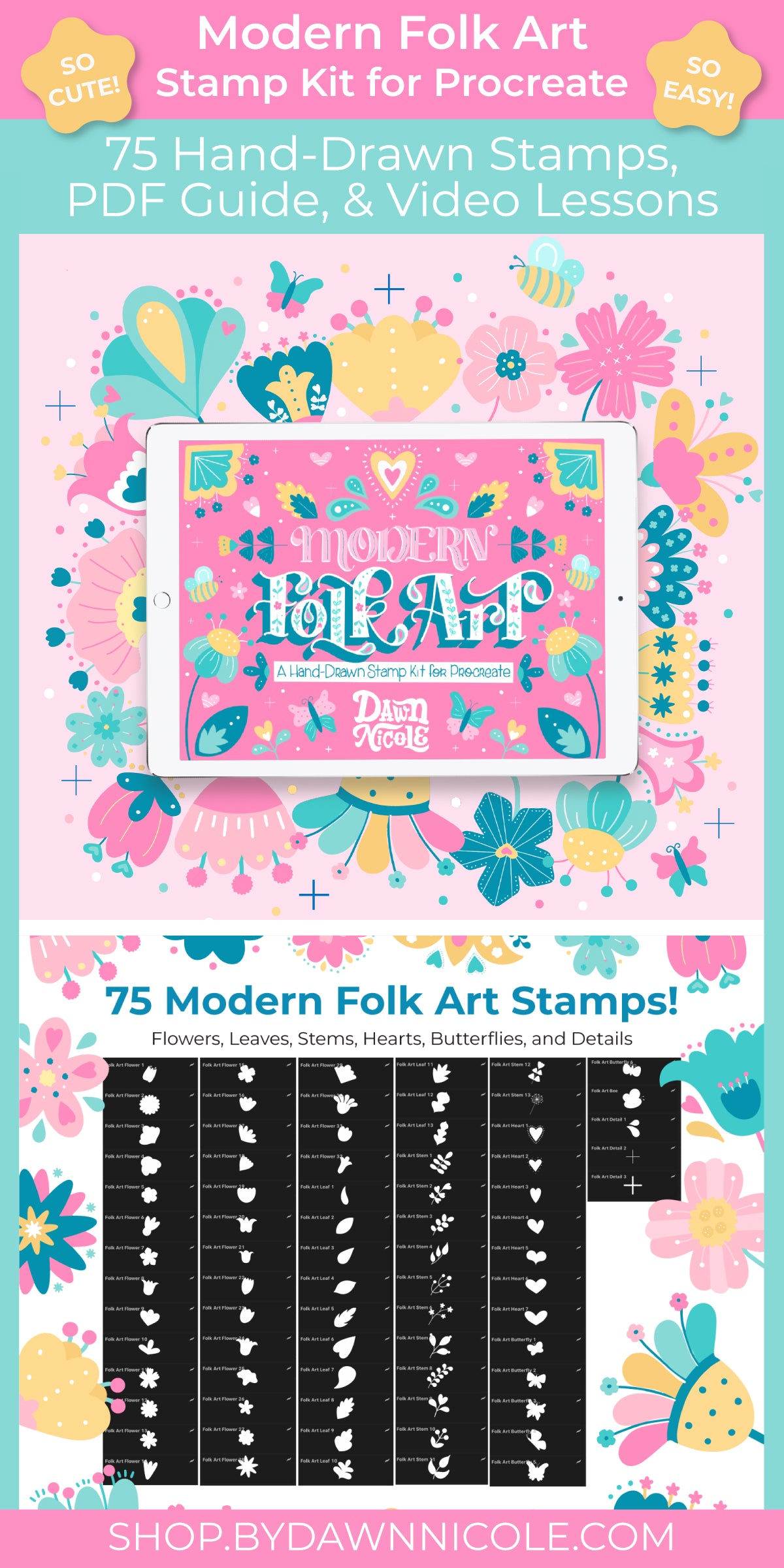 Modern Folk Art Stamp Kit for Procreate