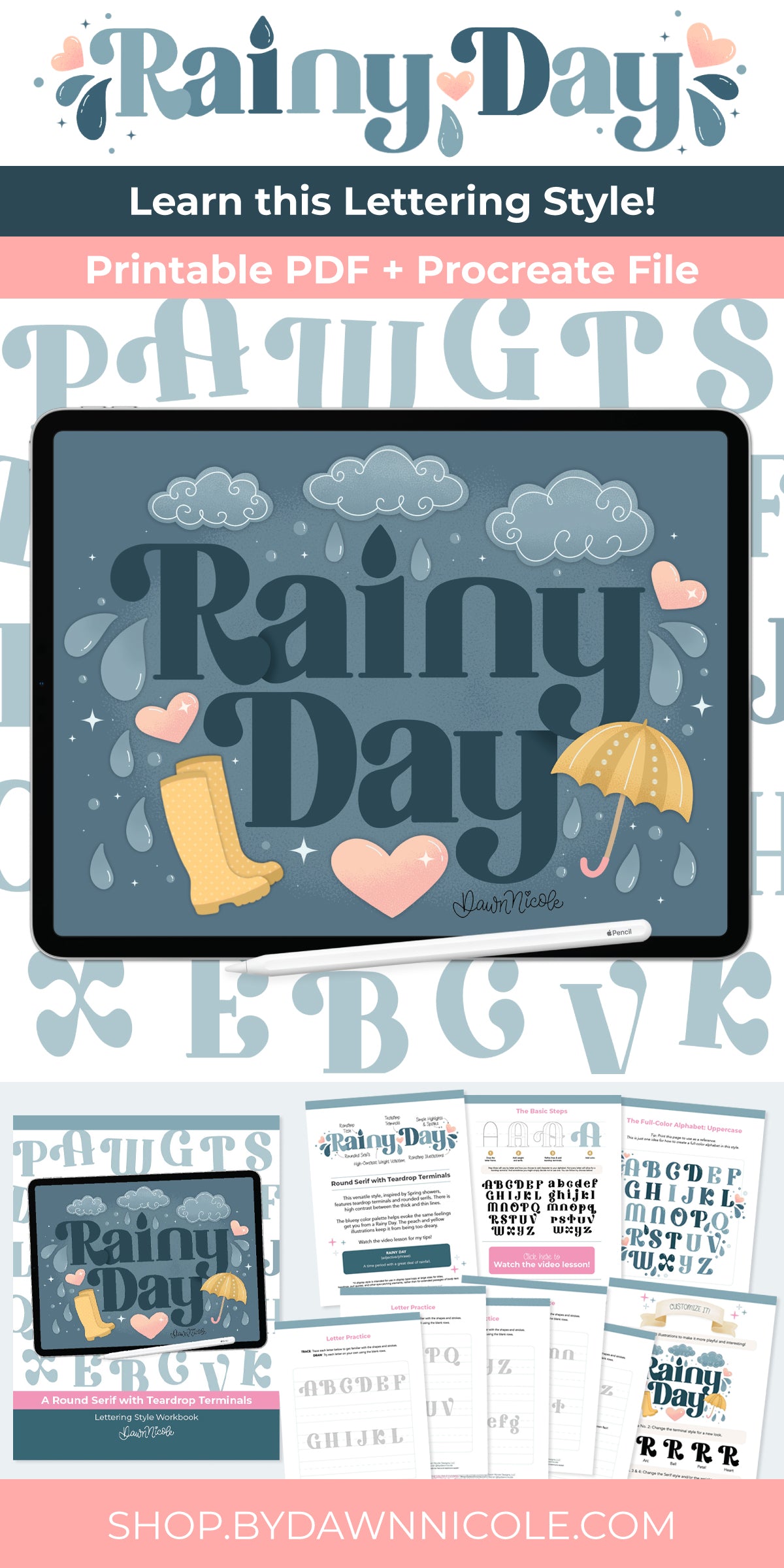 Rainy Day Lettering Style Workbook