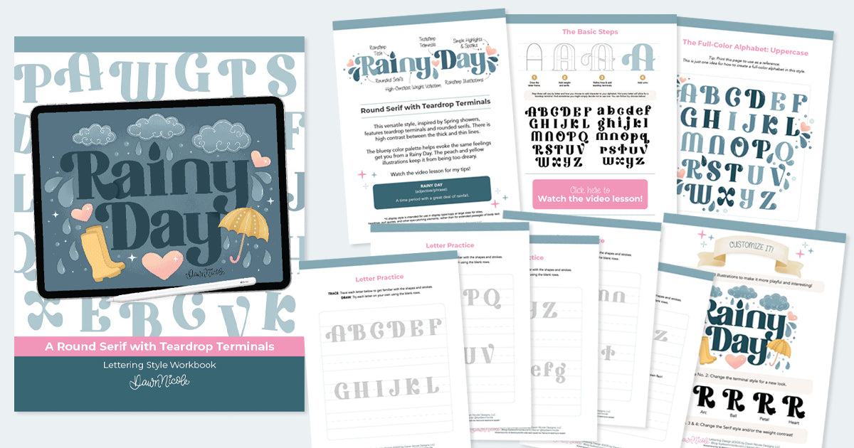 Rainy Day Lettering Style Workbook