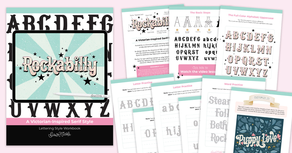Rockabilly Lettering Style Workbook