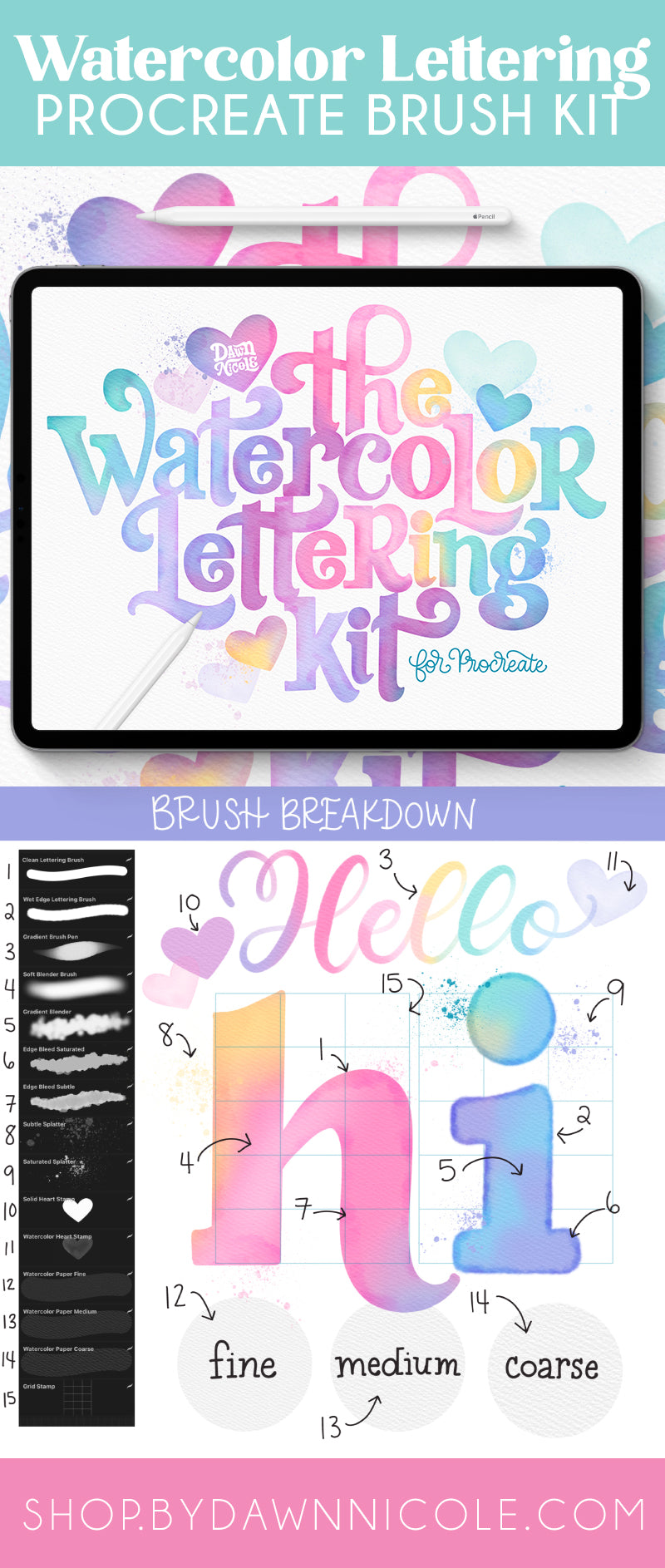 The Watercolor Lettering Kit for Procreate