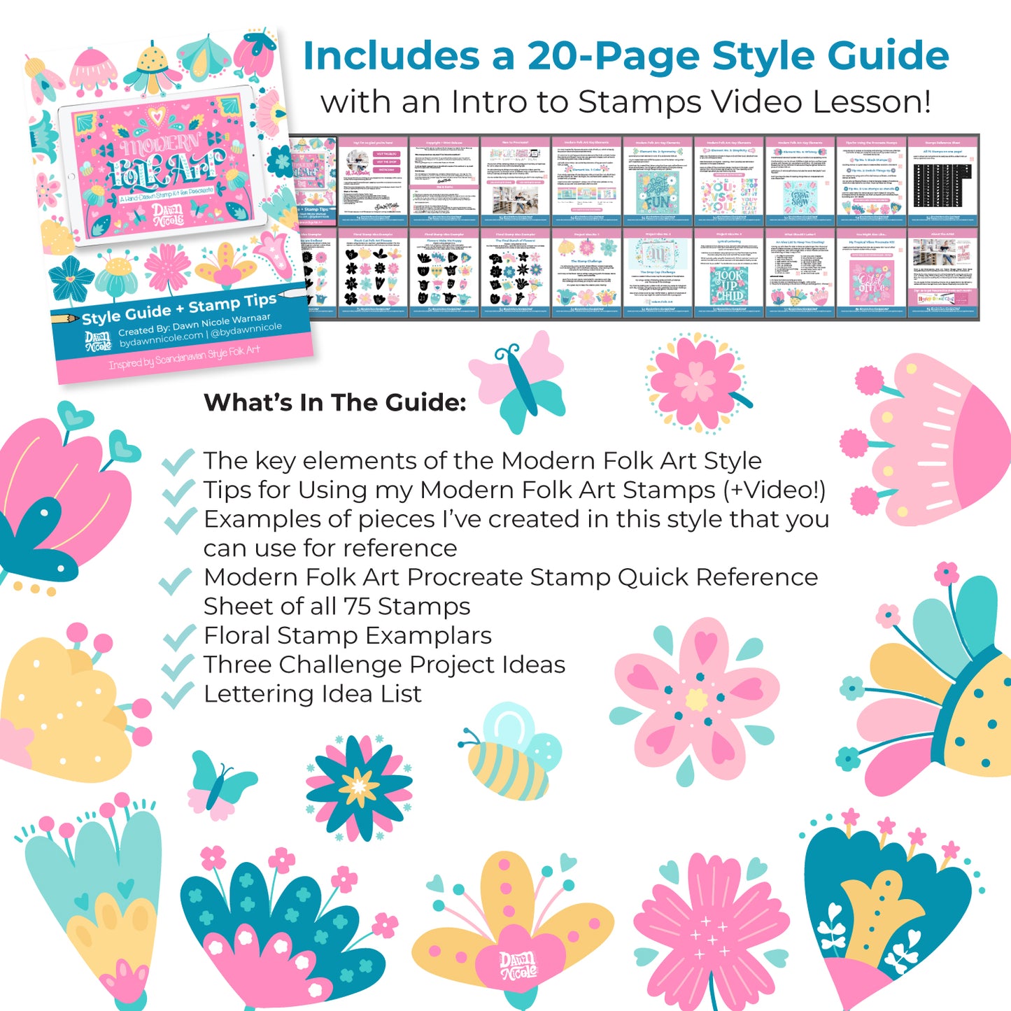 Modern Folk Art Stamp Kit for Procreate