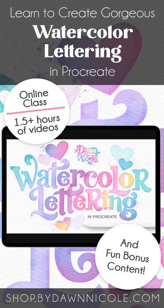 The Watercolor Lettering Kit for Procreate – Dawn Nicole 💖 Lettering Shop