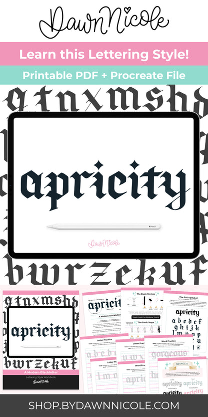 Apricity Lettering Style Workbook