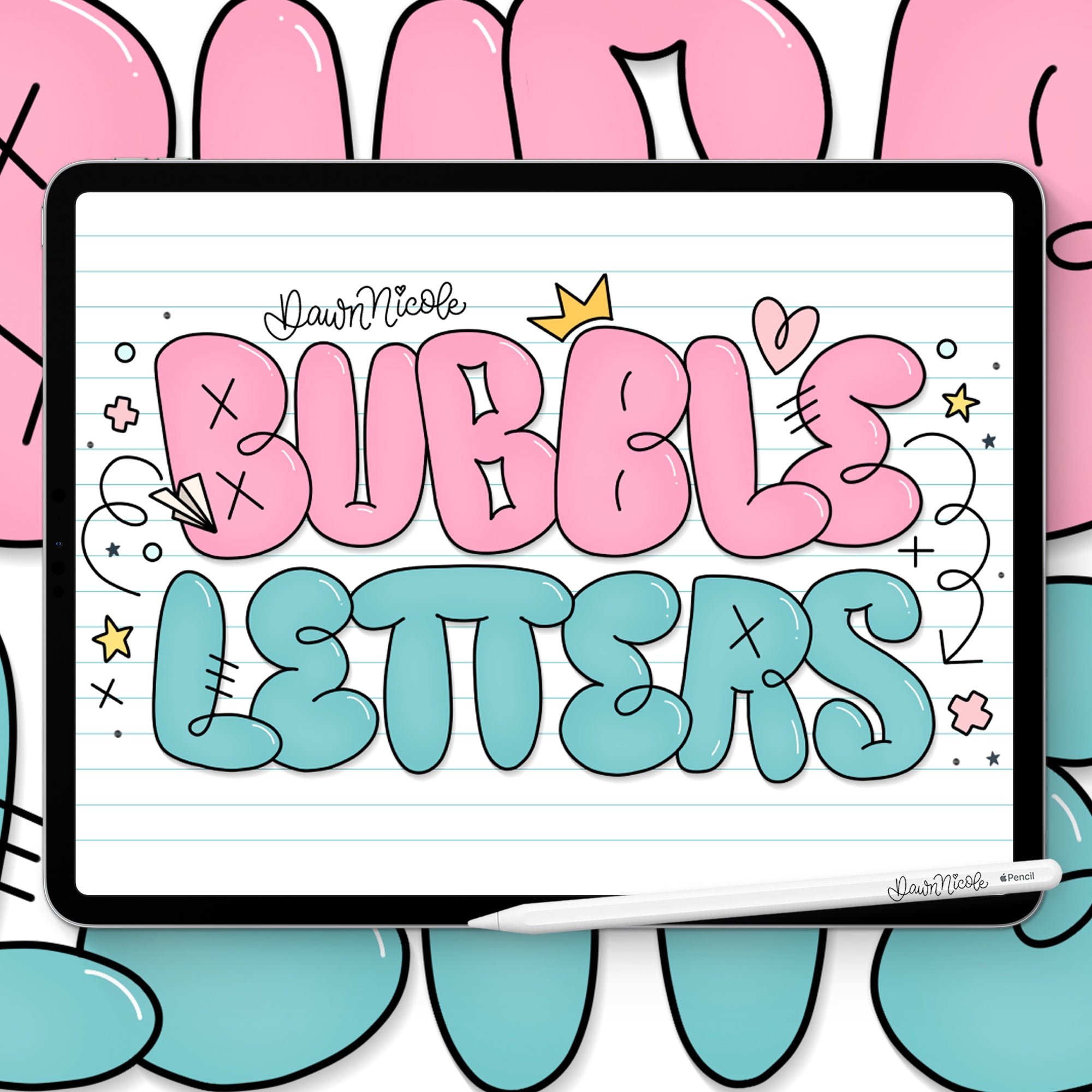 NEW Playful Bubble Lettering Style Workbook Dawn Nicole Lettering Shop new-playful-bubble-lettering-style-workbook-dawn-nicole-lettering-shop