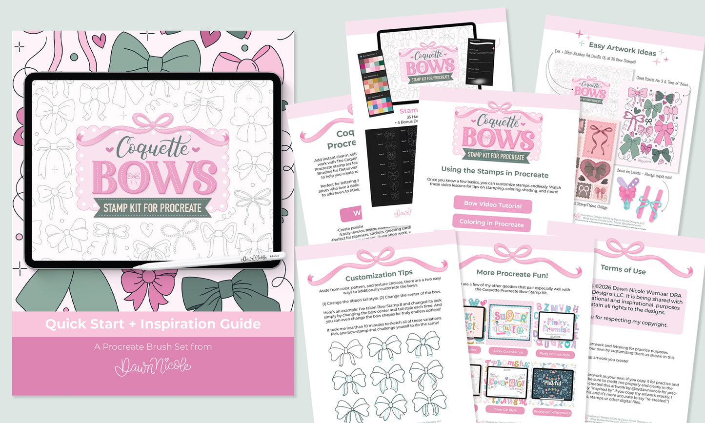NEW! Coquette Bows Procreate Stamp Kit