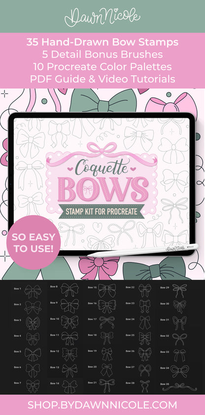 NEW! Coquette Bows Procreate Stamp Kit
