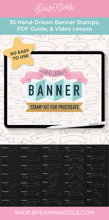 NEW! Hand-Drawn Banner Stamp Kit for Procreate
