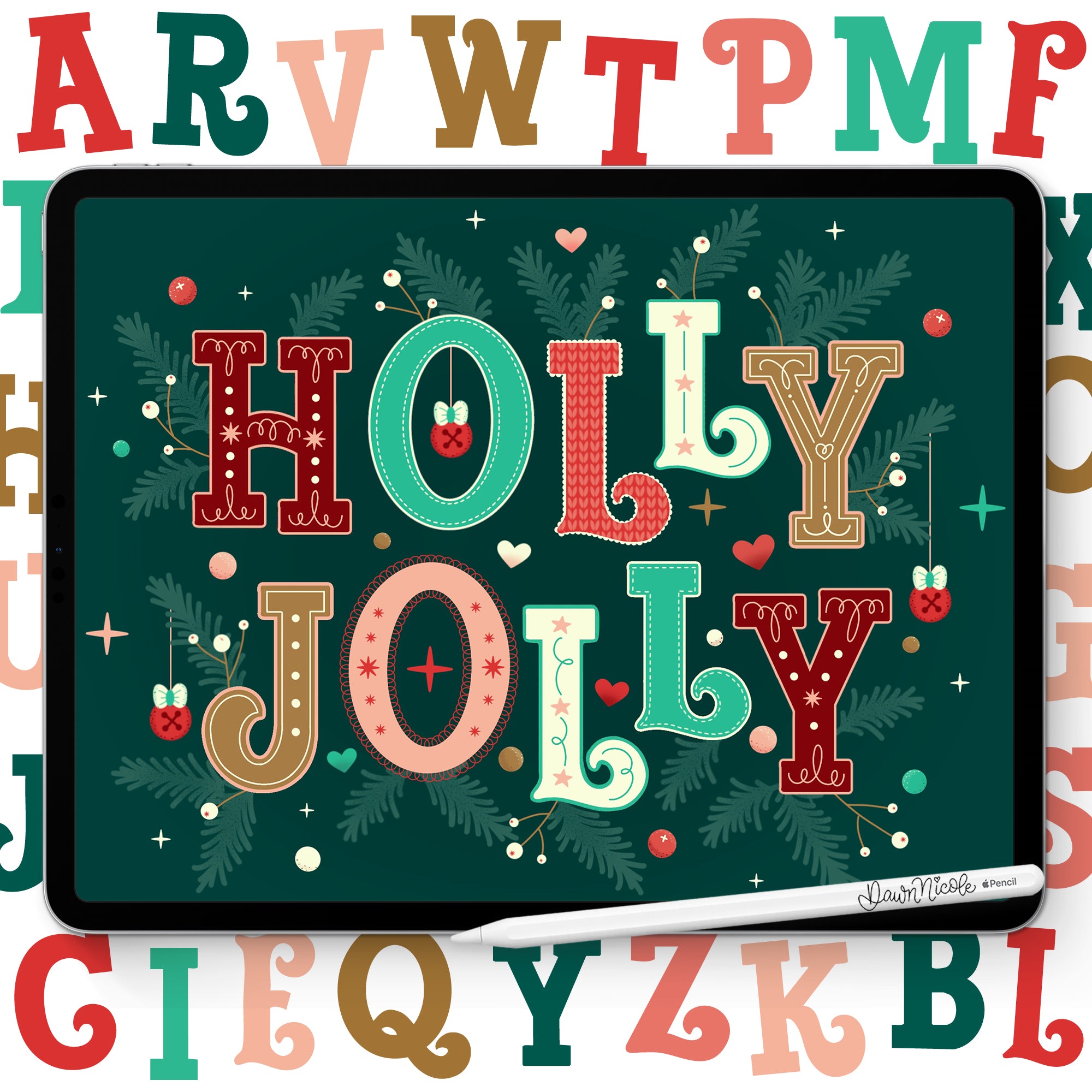 Holly Jolly Lettering Style Workbook – Dawn Nicole Lettering Shop