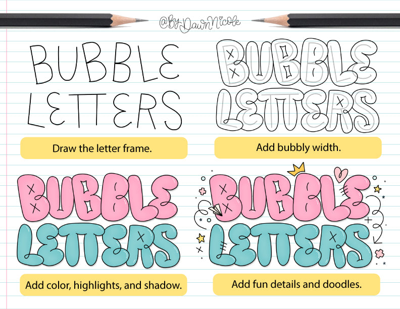 NEW! Playful Bubble Lettering Style Workbook