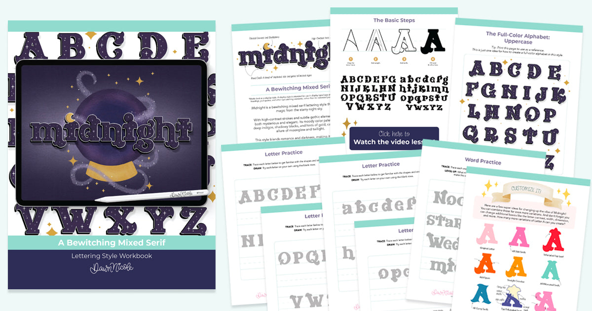 Midnight Lettering Style Workbook