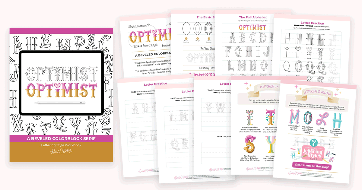 Optimist Lettering Style Workbook