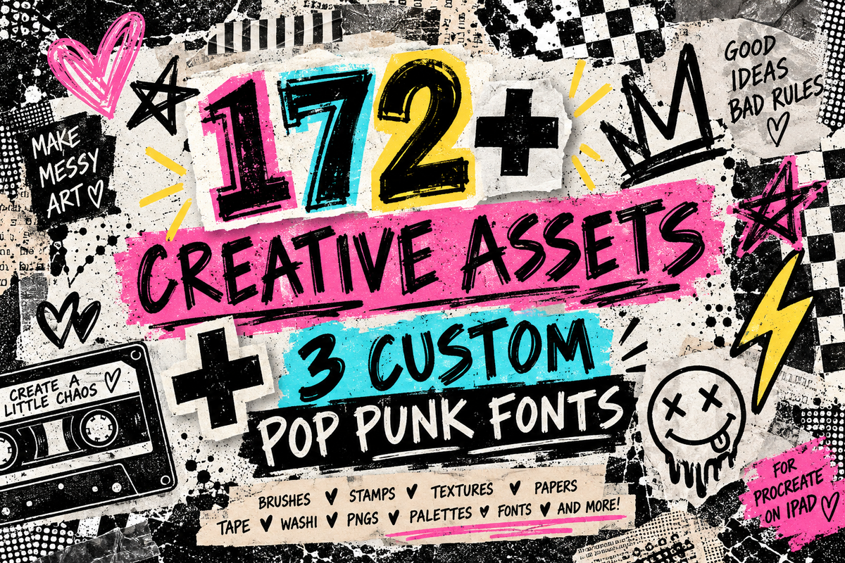 NEW! Pop Punk Digital Collage Kit for Procreate