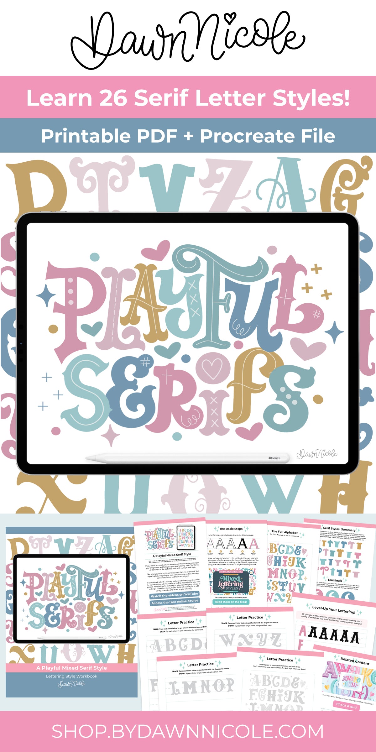 Playful Serifs Lettering Style Workbook