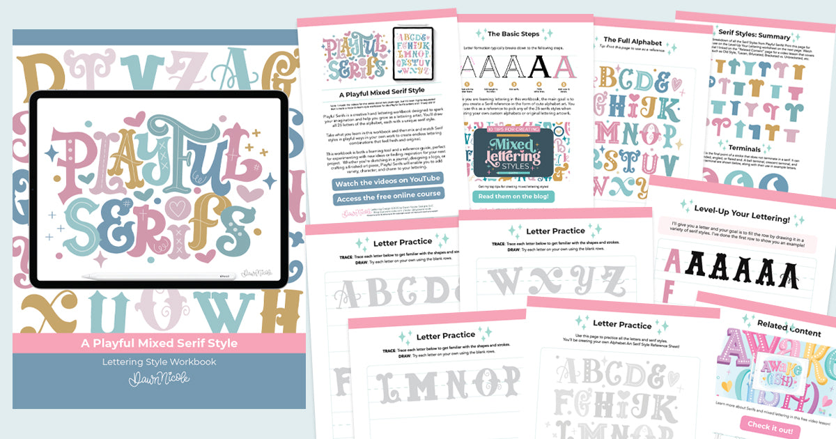 Playful Serifs Lettering Style Workbook
