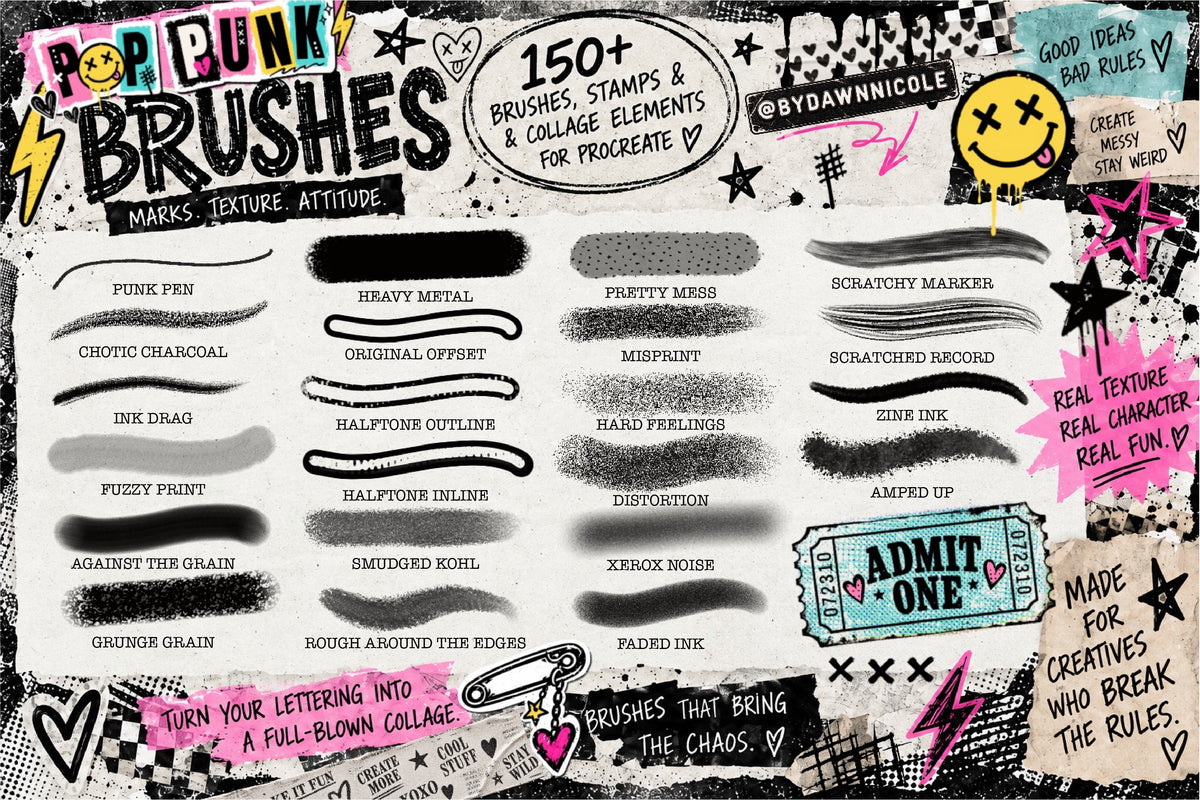 NEW! Pop Punk Digital Collage Kit for Procreate
