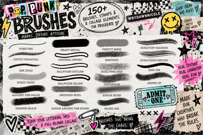 NEW! Pop Punk Digital Collage Kit for Procreate