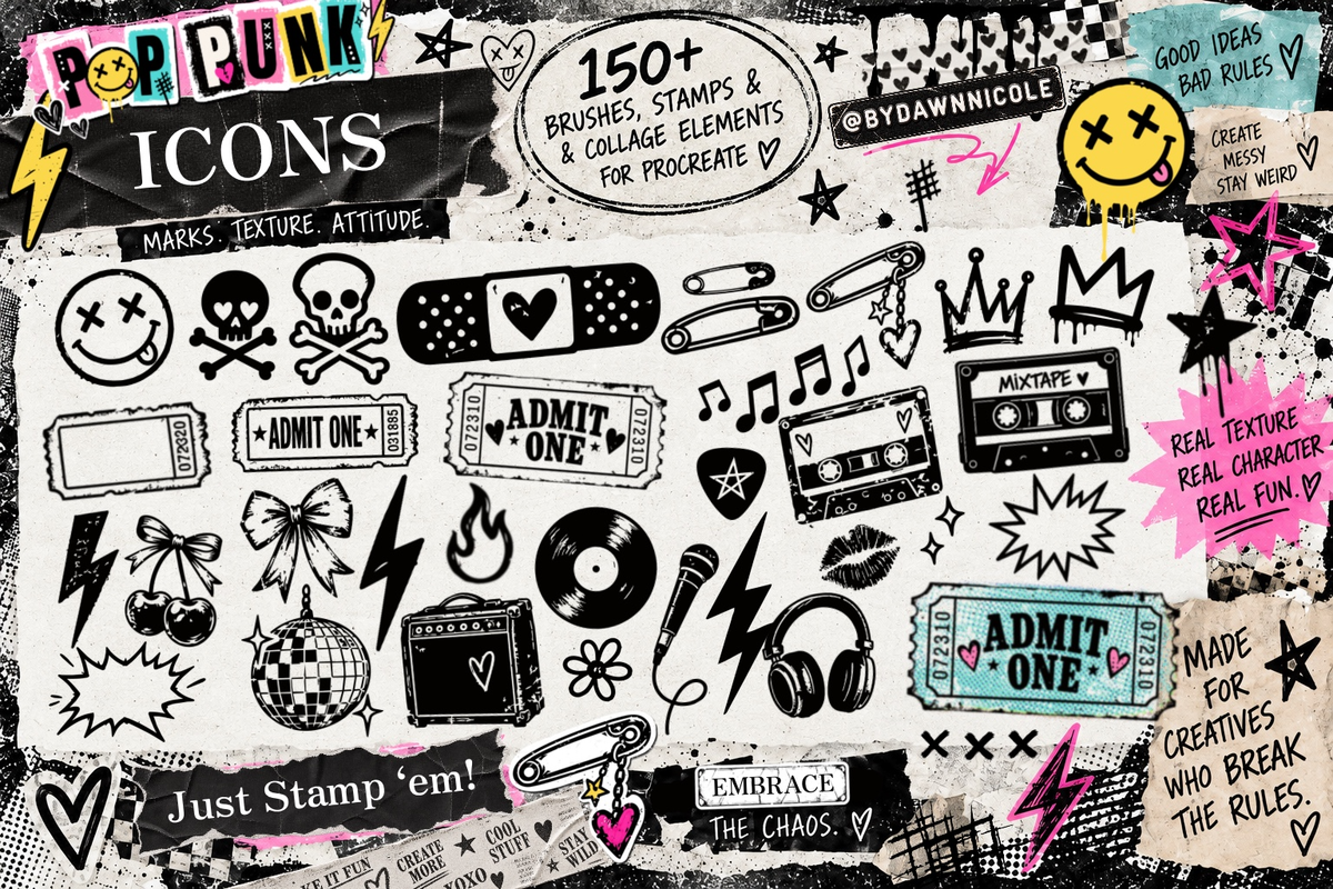NEW! Pop Punk Digital Collage Kit for Procreate
