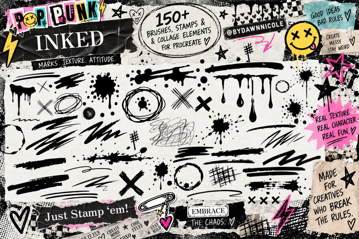 NEW! Pop Punk Digital Collage Kit for Procreate