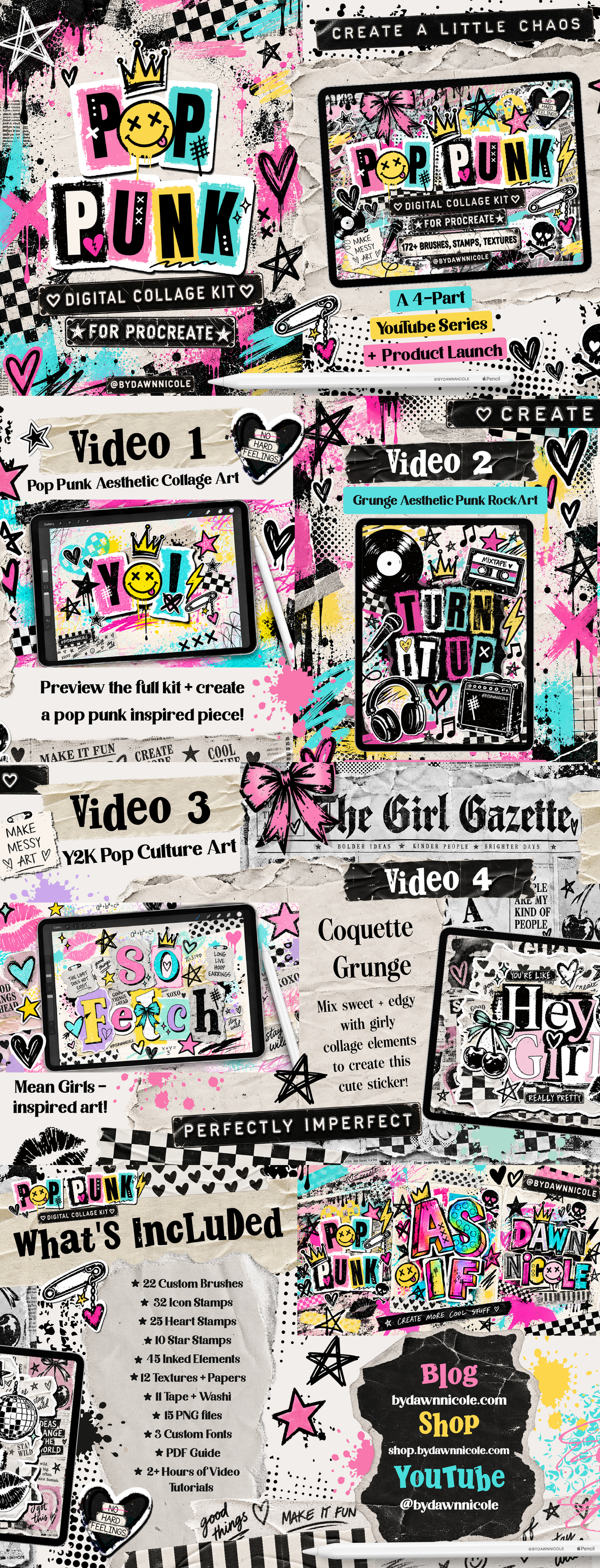 NEW! Pop Punk Digital Collage Kit for Procreate
