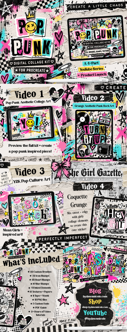 NEW! Pop Punk Digital Collage Kit for Procreate