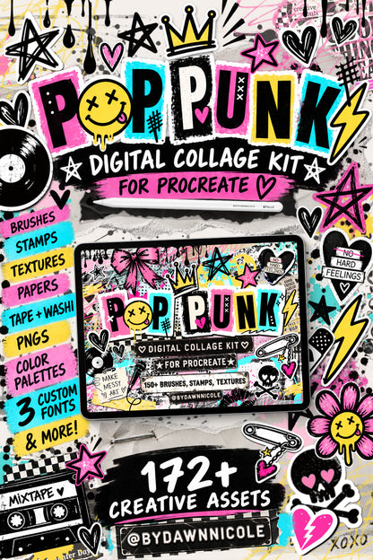 NEW! Pop Punk Digital Collage Kit for Procreate