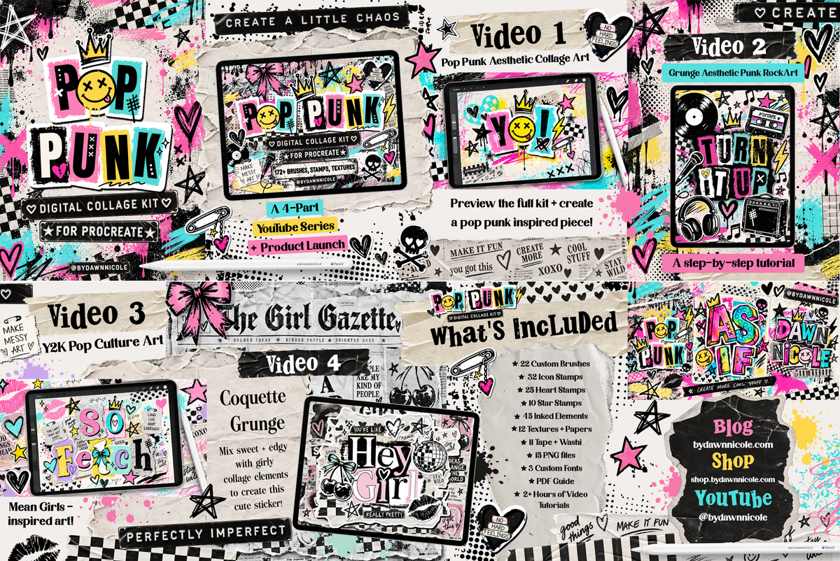 NEW! Pop Punk Digital Collage Kit for Procreate
