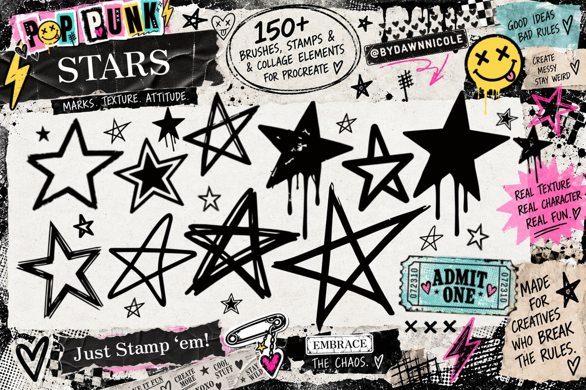 NEW! Pop Punk Digital Collage Kit for Procreate