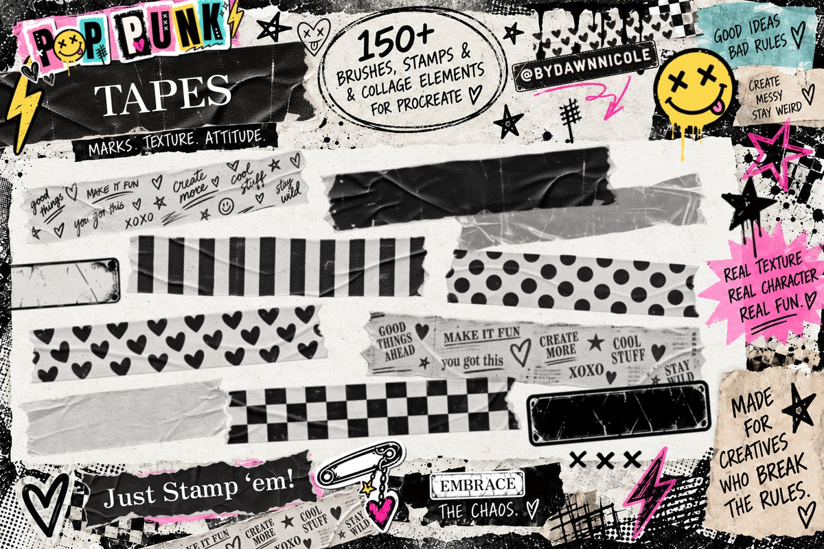 NEW! Pop Punk Digital Collage Kit for Procreate