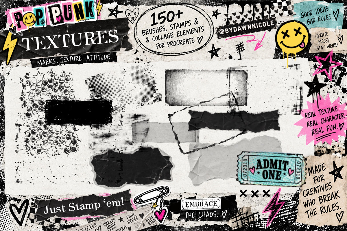 NEW! Pop Punk Digital Collage Kit for Procreate
