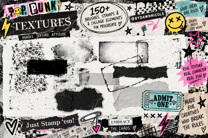 NEW! Pop Punk Digital Collage Kit for Procreate