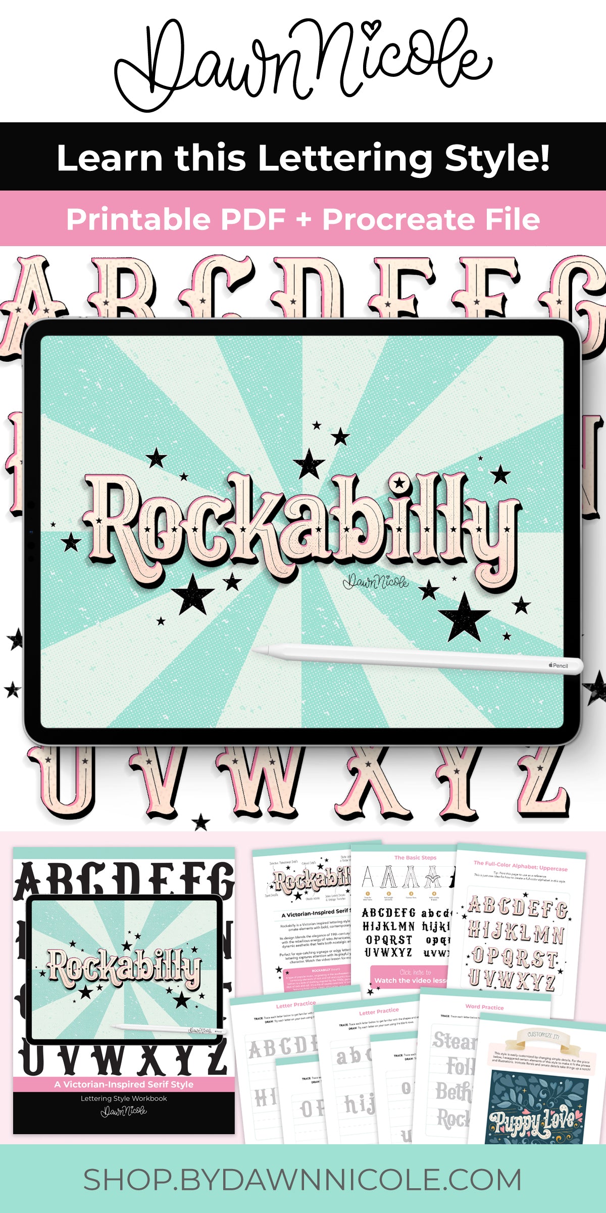 Rockabilly Lettering Style Workbook