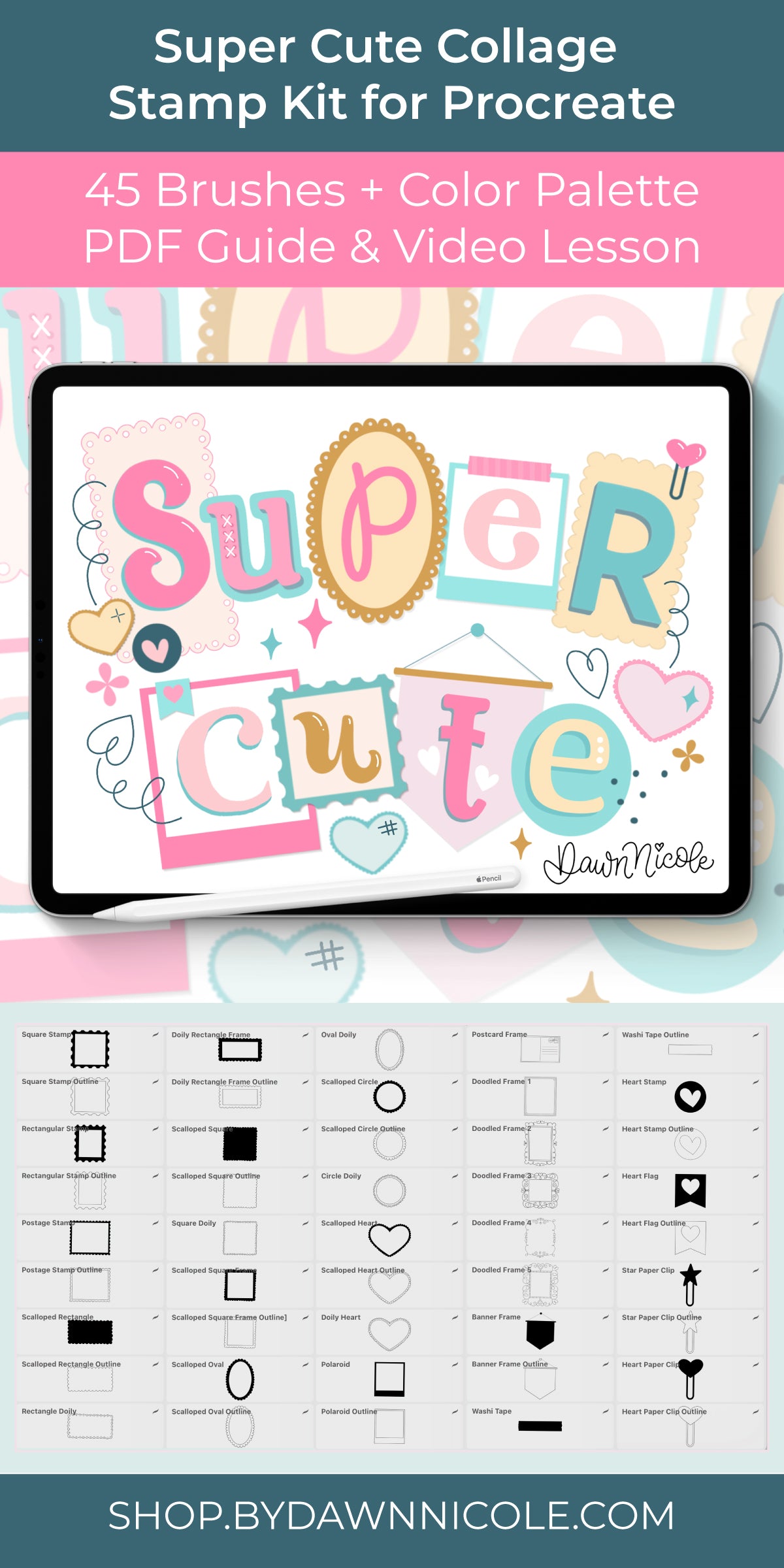 NEW! Super Cute Collage Stamp Kit for Procreate