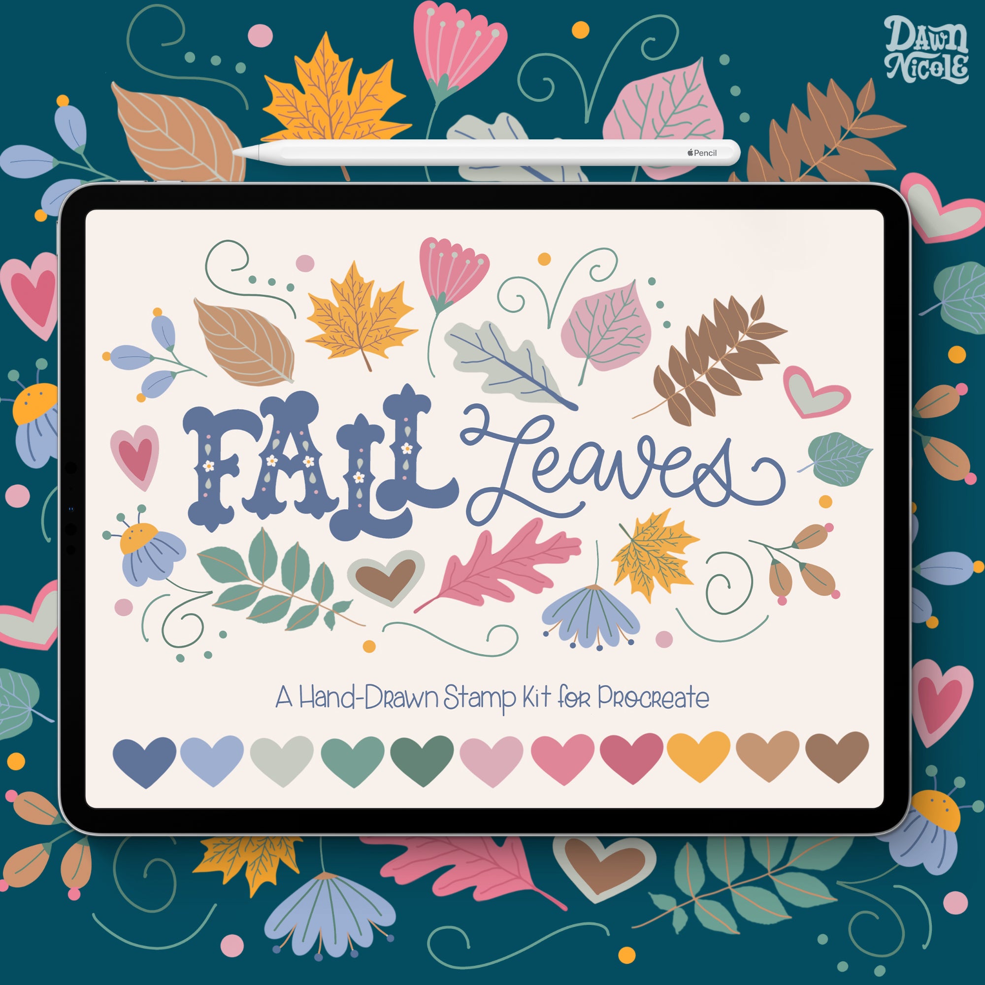 Fall Leaves Mini Stamp Kit for Procreate – Dawn Nicole Lettering Shop