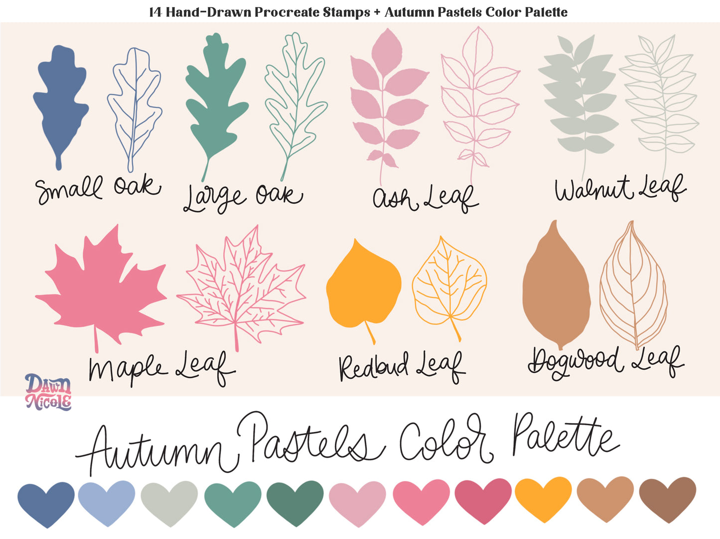 Fall Leaves Mini Stamp Kit for Procreate